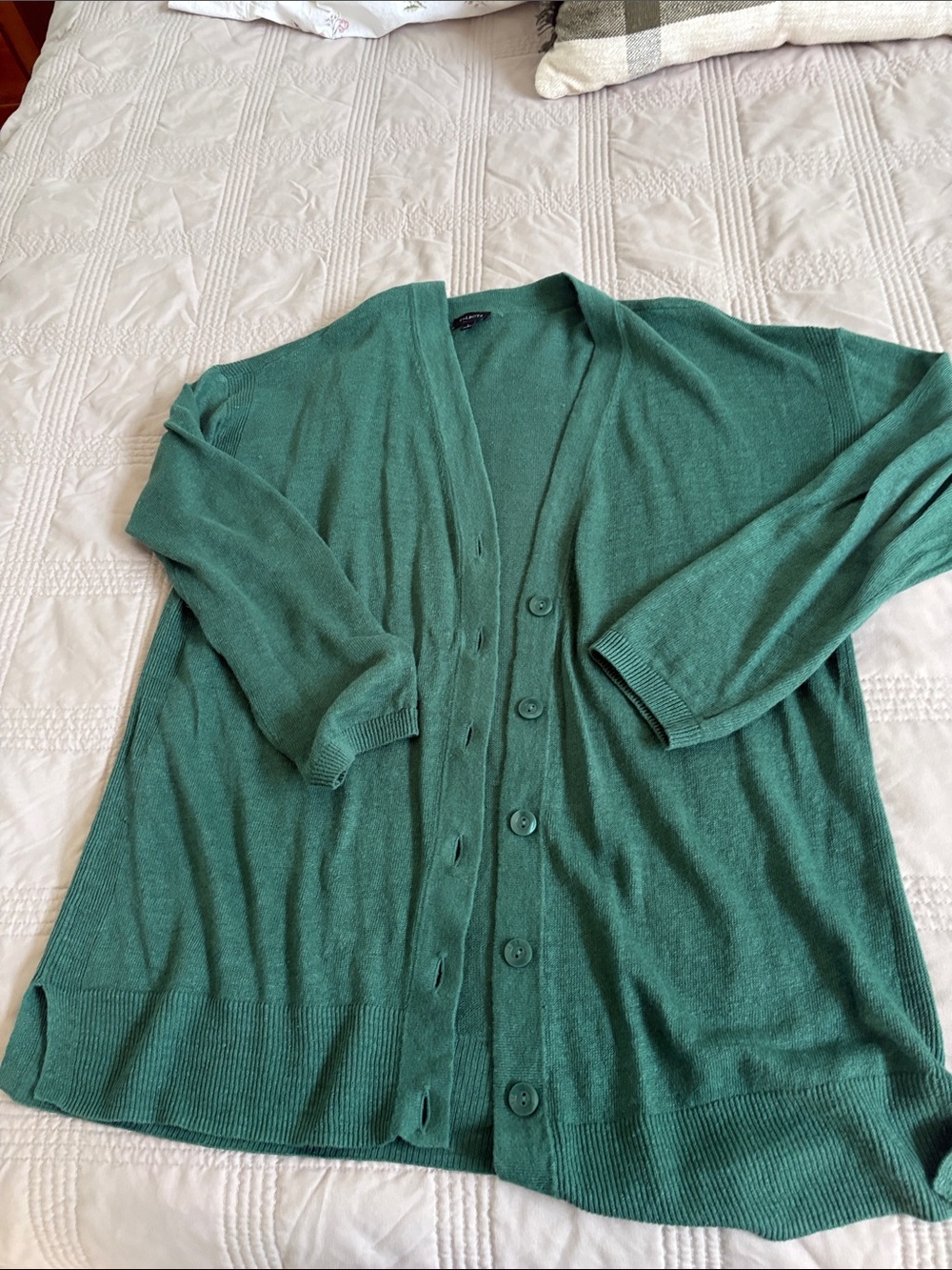 Talbots Emerald Green Button-Up V-Neck Cardigan